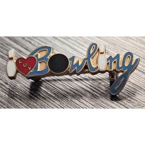 Vintage Enamel Pin Tack I Luv Bowling Pin Ball